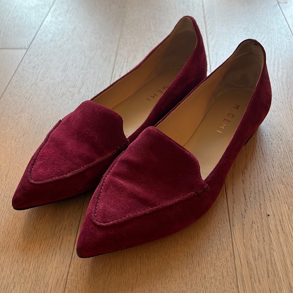 M.Gemi Stellato Sacchetto Flat, suede red, 37.5 Italian size